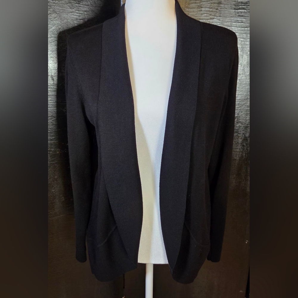 Verve Ami Black Open-Front Cardian In Excellent Condition Size Medium